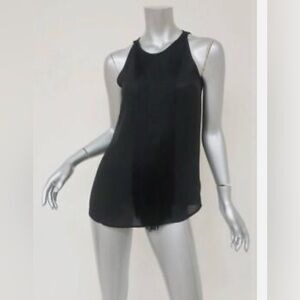 Theory Montien fringe 100 % silk sleeveless top size small in black